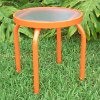 C-20A - Round Acrylic Classic Patio Side Table with Aluminum Frame - Lifestyle
