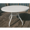 R-42F - Round Fiberglass Regal Dining Patio Table with Aluminum Frame - Lifestyle