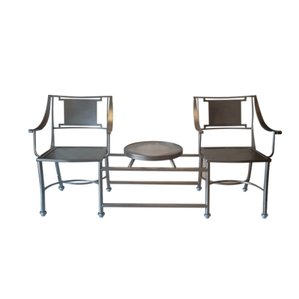 SC-250 - Sheet Cast All-Aluminum Patio Tete-Tete Chairs and Table with Decorative Punched Back and Seat Options