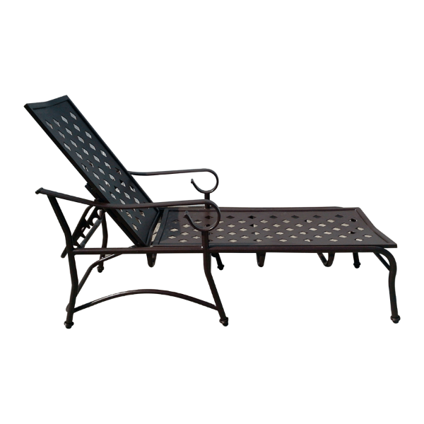 SC-150 - Sierra Cast All-Aluminum Chaise Lounge with Arms and Decorative Punched Seat Options - 16" Seat Height