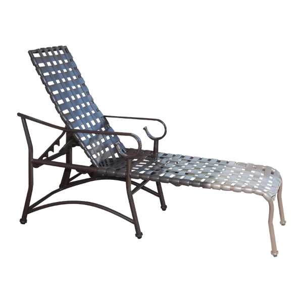 S-150C - Sierra Crossweave Vinyl Strap Chaise Lounge with Arms - 16" Seat Height
