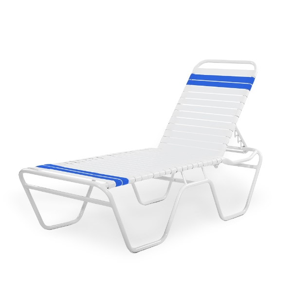 C160 - St. Maarten II Elevated Stackable Vinyl Strap Chaise Lounge with 16" Seat Height - 22 lbs.	