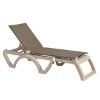 Jamaica Beach Sling Chaise Lounge, Plastic Resin Frame with Vinyl Coated Polyester Sling Fabric - Taupe Sling on Sandstone Frame