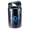 Picture of 34 Gallon Dual Coat Commercial Round Recycling Container with Canopy Lid and Liner - 68 lbs.