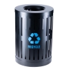 Picture of 34 Gallon Dual Coat Commercial Round Recycling Container with Pitch-In Lid and Liner - 60 lbs.