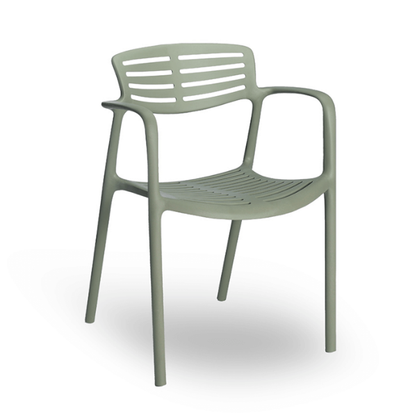 Green Grey  - Toledo Air Stacking Polypropylene Commercial Outdoor Dining Chair - 8.5 lbs.