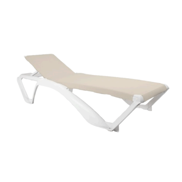 White_Beige - Marina Club Stacking Polypropylene Sling Chaise Lounge - 23.5 lbs.