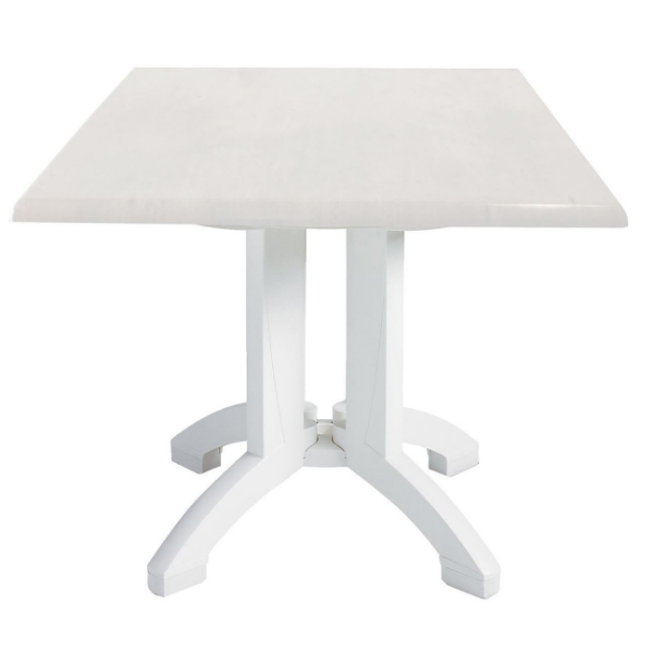 32" Square Toledo Plastic Resin Table - White