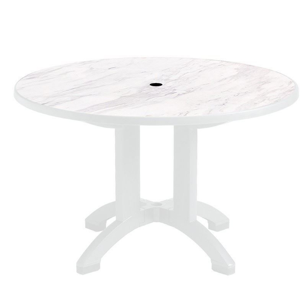 48" Round Aquaba Plastic Resin Dining Table - Marble Top