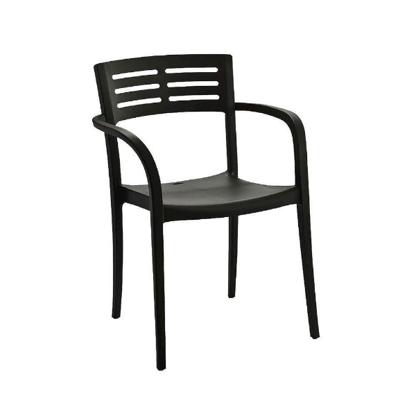 Vogue Stacking Commercial Plastic Resin Dining Chair - Black