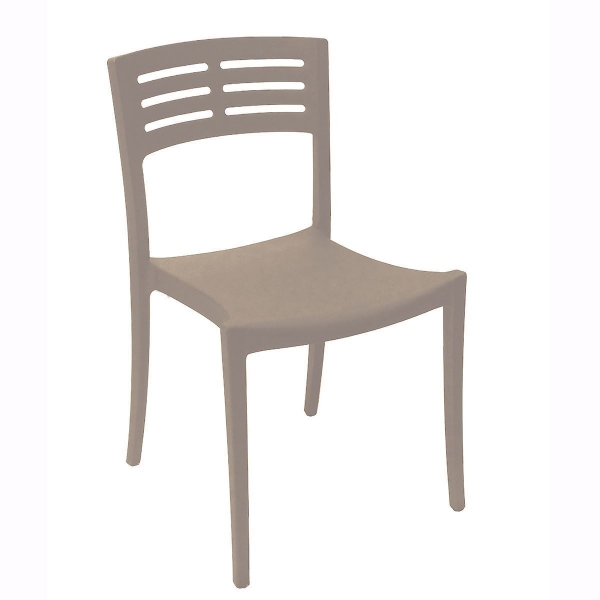 Vogue Stacking Commercial Plastic Resin Armless Dining Chair - French Taupe