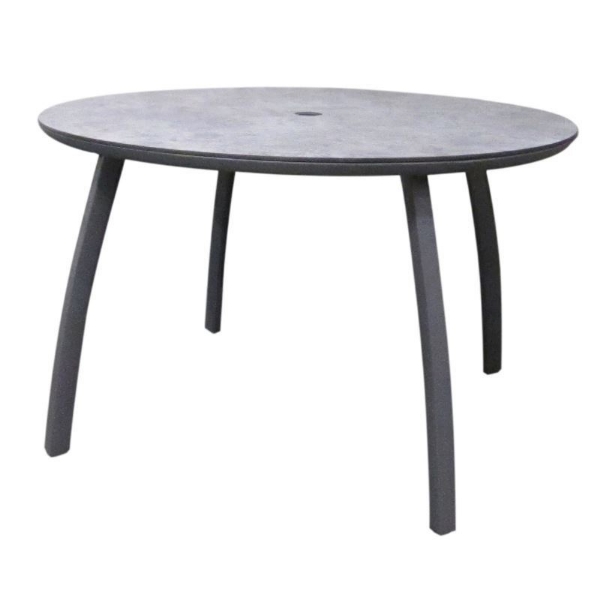 Sunset 48" Round Aluminum Patio Dining Table - Granite / Volcanic Black