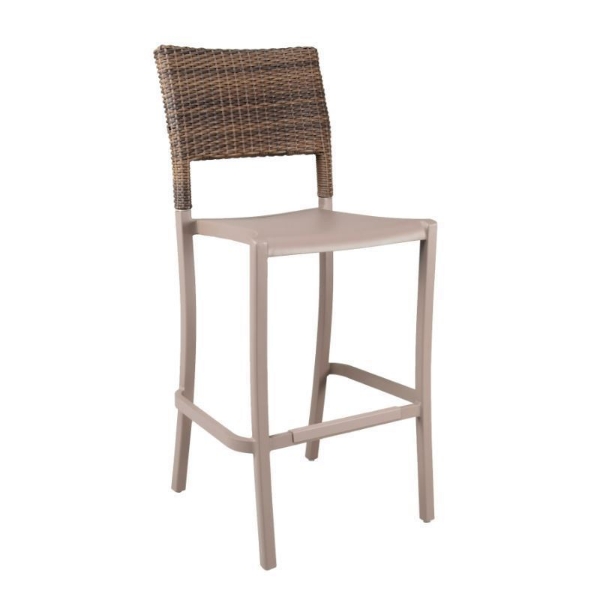Java Stacking Commercial Plastic Resin Bar Chair - French Taupe
