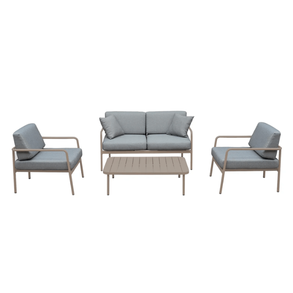 Aurora Deep Seating Set with Sofa, Lounge Chairs, and Coffee Table - French Taupe