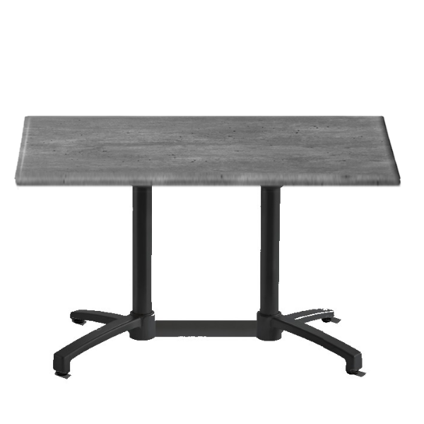 48” x 32” Melamine Top Patio Dining Table with Aluminum Base - Granite / Black 