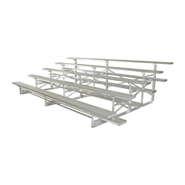 27 ft. 5 Row Portable Aluminum Bleacher with Jiffy Mover - No Guardrails and Double Footboards