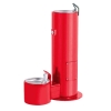 Cylindrical Dog Park Drinking Fountain for Both People and Pets - Red
