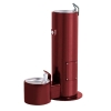 Cylindrical Dog Park Drinking Fountain for Both People and Pets - Burgundy