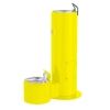 Cylindrical Dog Park Drinking Fountain for Both People and Pets - Yellow