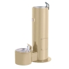 Cylindrical Dog Park Drinking Fountain for Both People and Pets - Tan