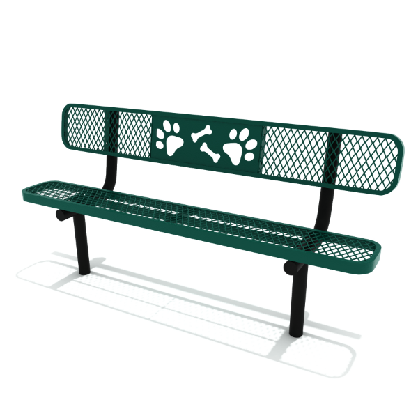 6 ft Paws & Bones Dog Park Bench - Inground Mount