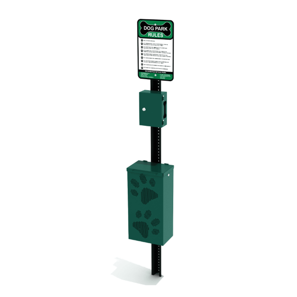 Dog Park Complete Pet Waste Station with Sign, Waste Bag Dispenser, and Receptacle