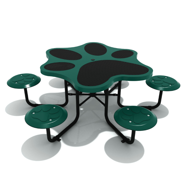 Paw Print Shaped Dog Park Picnic Table 