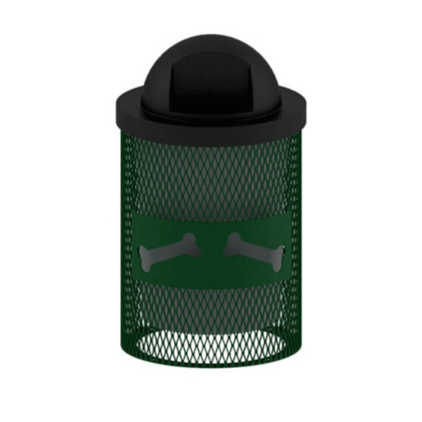 Regal 32 Gallon Bones Design Dog Park Trash Receptacle with Plastic Dome Top and Liner Included