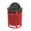 Perforated 32 Gallon Bones Design Dog Park Trash Receptacle with Plastic Dome Top and Liner Included