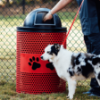 Perforated 32 Gallon Paws Design Dog Park Trash Receptacle with Plastic Dome Top and Liner Included - Lifestyle