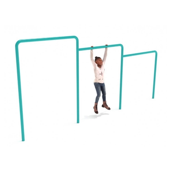 Triple Pull Up Bars Fitness Playground Equipment - Ages 5 to 12 Years