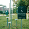 Stretching Post Fitness Park Equipment with Sign