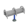 Double Station Pommel Horse Fitness Park Equipment - Gray on Blue