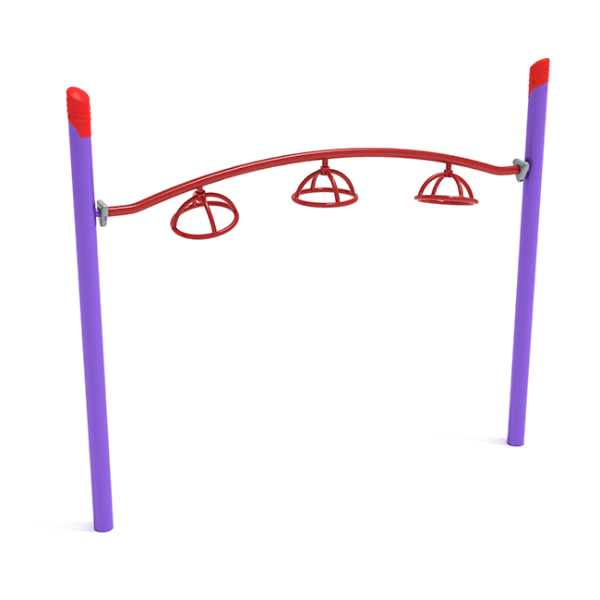3-Wheel Overhead Spinner Playground Monkey Bars with Single Post - Ages 5 to 12 Yrs.