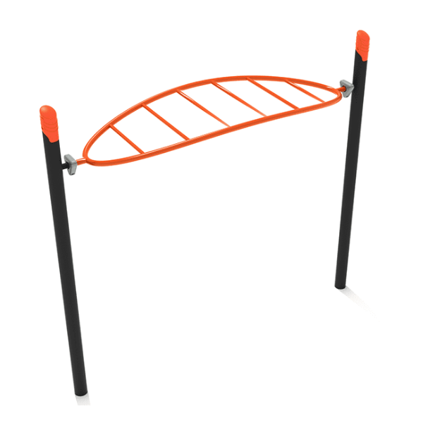 Curved Overhead Horizon Playground Monkey Bars with Single Post - Ages 5 to 12 Yrs. - Orange on Black