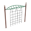 PGS025 - Curved Overhead Inverted Horizon with Rope Playground Climber with Single Post - Ages 5 to 12 Yrs. - Green on Brown