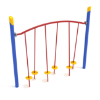 PGS028 - Tilted Lily Pad Bridge Balance Playground Equipment with Single Post - Ages 5 to 12 Yrs. - Red, Blue, Yellow