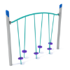 PGS028 - Tilted Lily Pad Bridge Balance Playground Equipment with Single Post - Ages 5 to 12 Yrs. - Purple, Teal, Gray