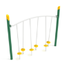 PGS028 - Tilted Lily Pad Bridge Balance Playground Equipment with Single Post - Ages 5 to 12 Yrs. -  Yellow, Tan, Green