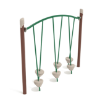 PGS029 - Tilted Pebble Bridge Balance Playground Equipment with Single Post - Ages 5 to 12 Yrs. - Tan, Green, Brown
