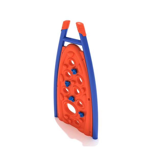PGS036 - Panel Playground Climbing Rock Wall with Curved Post - Ages 5 to 12 Yrs. - Orange on Blue