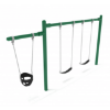 PSW110WS - 1 Bay Plus 1 Cantilever with 2 Belt Swings and 1 Toddler Seat - 7/8 Ft. High Elite Swing Set - Green