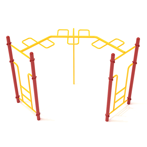 PTC006 - 90-Degree Snake Loop Ladder Playground Monkey Bars - Ages 5 to 12 Yrs. - Yellow on Red