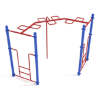 PTC006 - 90-Degree Snake Loop Ladder Playground Monkey Bars - Ages 5 to 12 Yrs. - Red on Blue