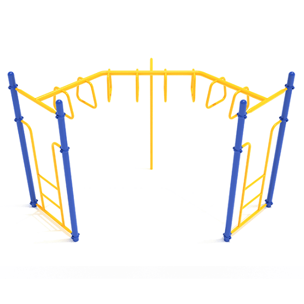 PTC008 - 90-Degree Trapezoid Loop Ladder Playground Monkey Bars - Ages 5 to 12 Yrs. - Yellow on Blue