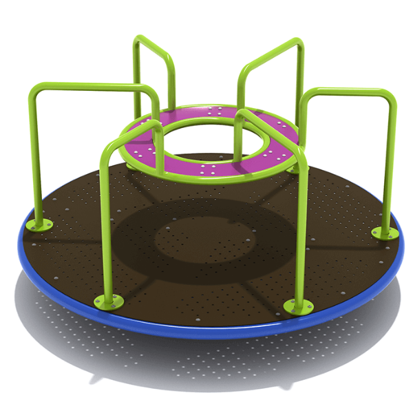 PFS060 - Kings Carousel Merry Go Round Playground Equipment - Ages 2 to 12 Yrs. - Lime Green on Blue