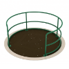 One Capacity Wheelchair Accessible Merry Go Round Playground Equipment - Ages 2 to 12 Yrs. - Tan on Green