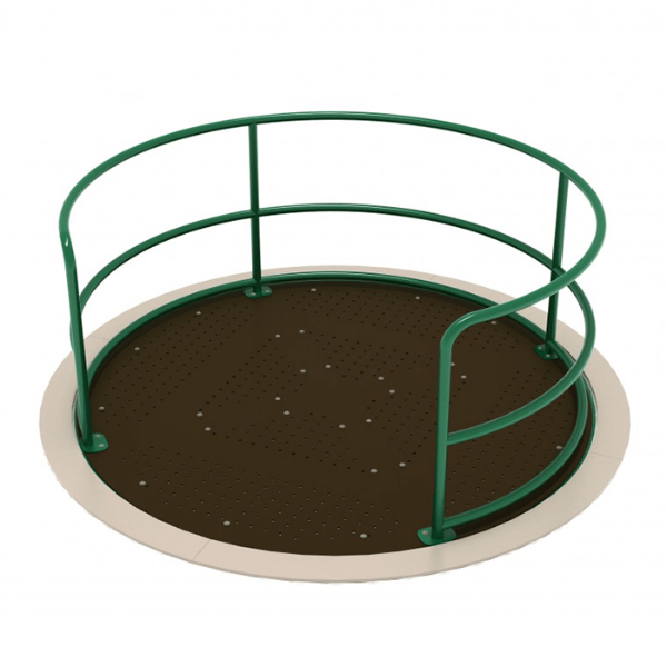 One Capacity Wheelchair Accessible Merry Go Round Playground Equipment - Ages 2 to 12 Yrs. - Tan on Green