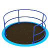 One Capacity Wheelchair Accessible Merry Go Round Playground Equipment - Ages 2 to 12 Yrs. - Blue on Light Blue - Front