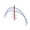 PFS079 - Curved Helix Ladder Climber Playground Equipment - Ages 5 to 12 Yrs. - Red on Blue